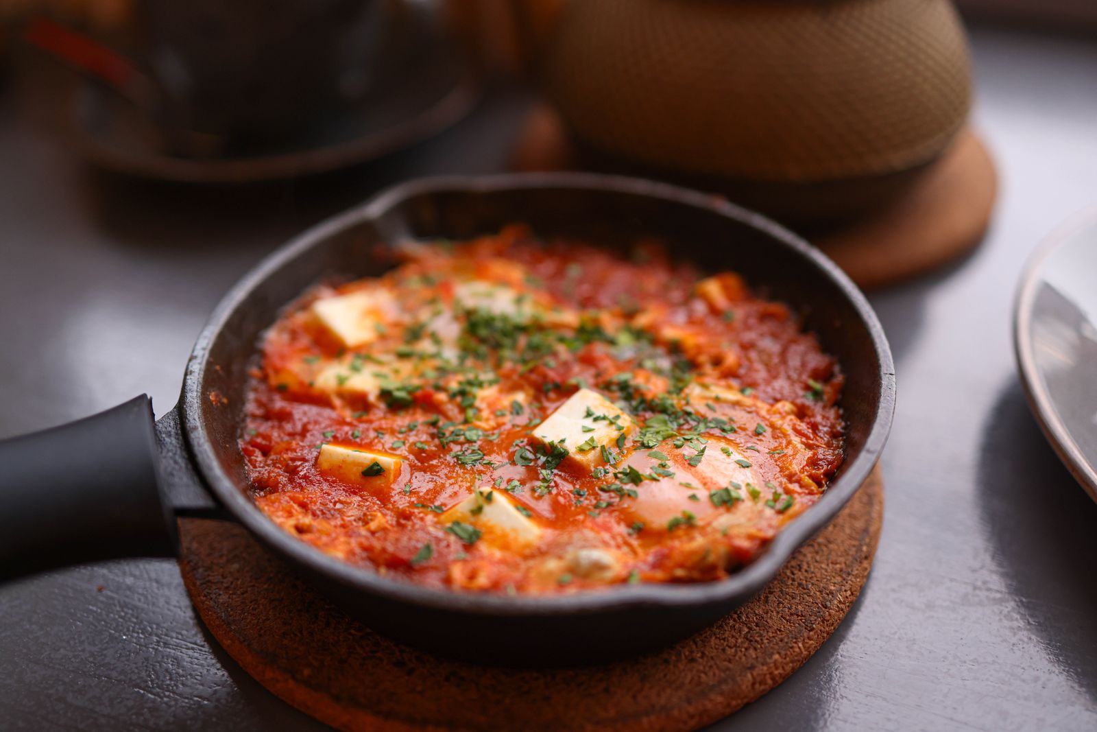 Weekend brunch dishes on the table